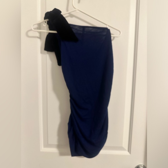 Blue One Shoulder Top with Bow - Picture 7 of 7